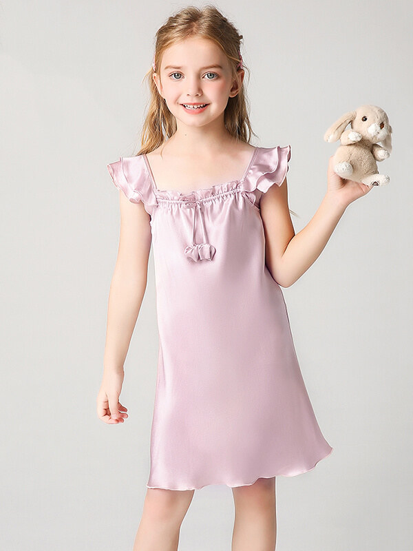 19 Momme Sweet Ruffled Silk Dress for Girls